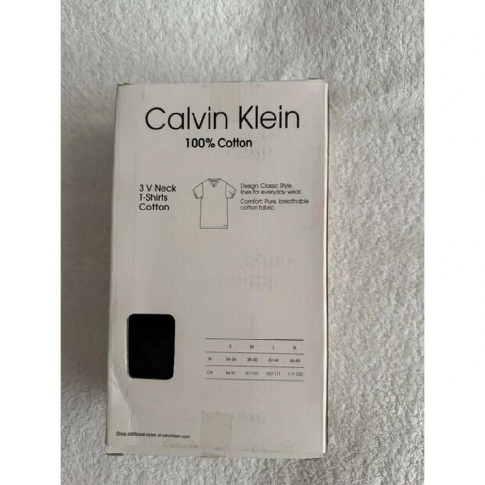 Calvin‎ Klein Mens 3 Pack 100% Cotton Classic Fit V-Neck T-Shirts Black size M